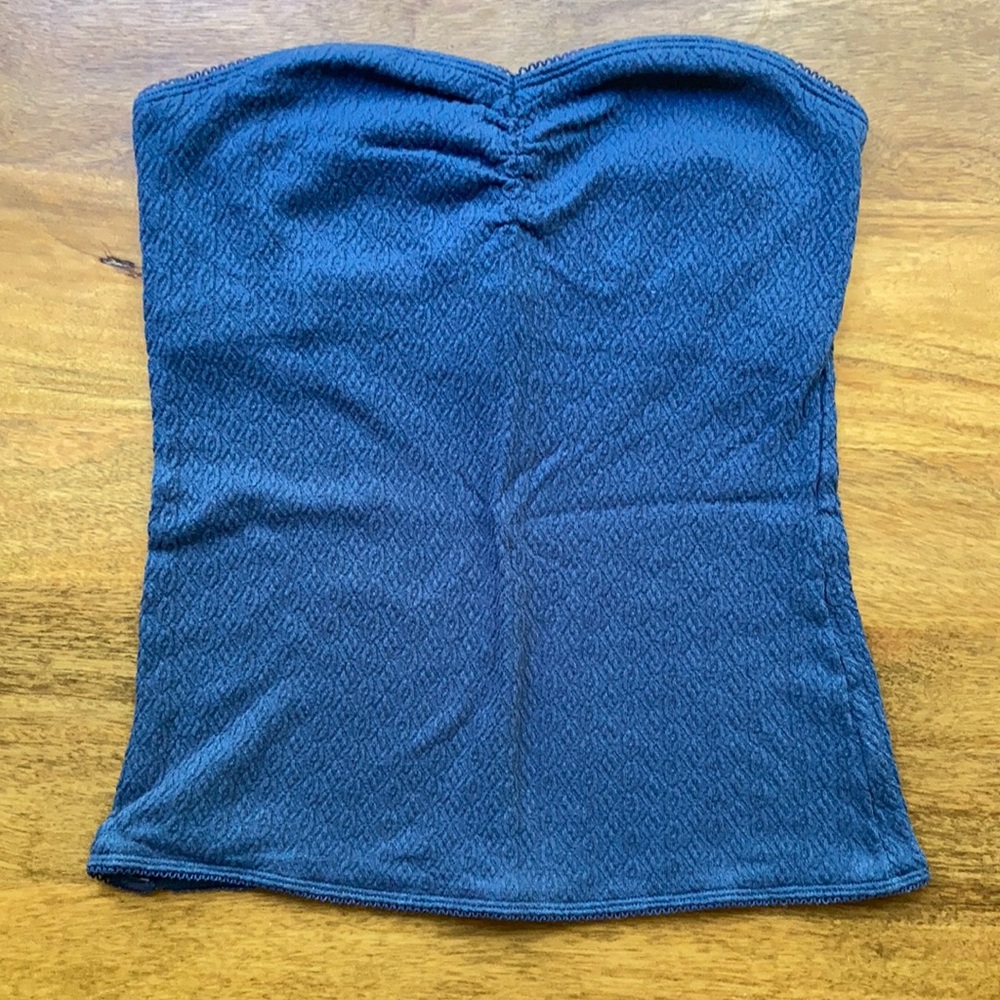 Size M Aerie Textured Blue Tube Top with Bra Liner